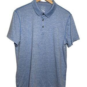 APT. 9 Mens Size L Blue Striped Performance Polo Short Sleeve Athletic